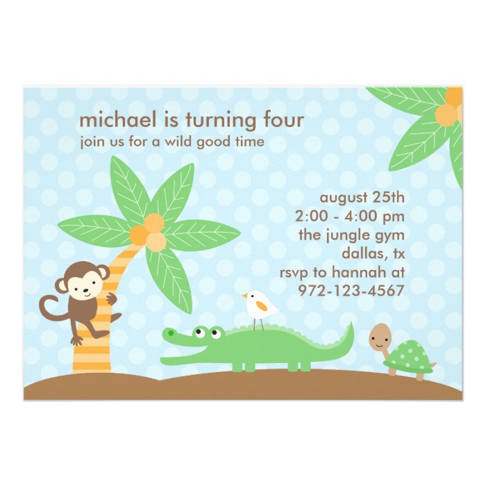 Jungle Pals Party Invitations Custom Announcements