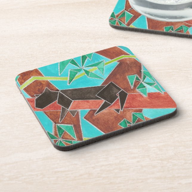 Jungle Panther Original Abstract Art Beverage Coaster (Left Side)