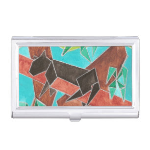 Jungle Panther Original Abstract Art Business Card Case