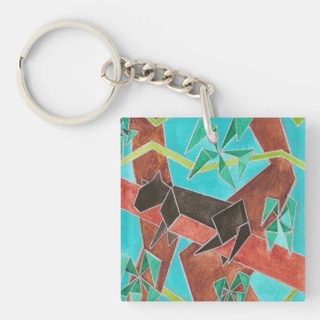 Jungle Panther Original Abstract Art Keychain (Front)