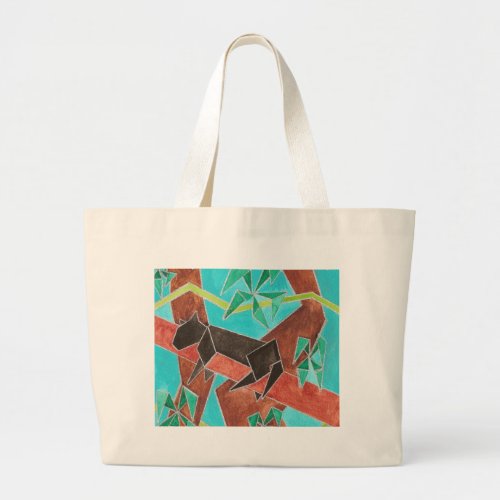 Jungle Panther Original Abstract Art Large Tote Bag
