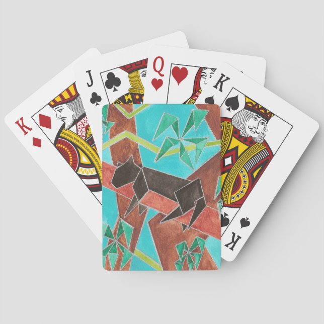 Jungle Panther Original Abstract Art Poker Cards (Back)