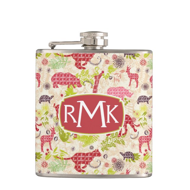 Jungle paradise | Monogram Hip Flask (Front)
