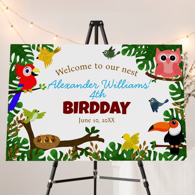 Jungle Parrot Toucan Owl Summer Birds Birthday Foam Board (In Situ (Stand))