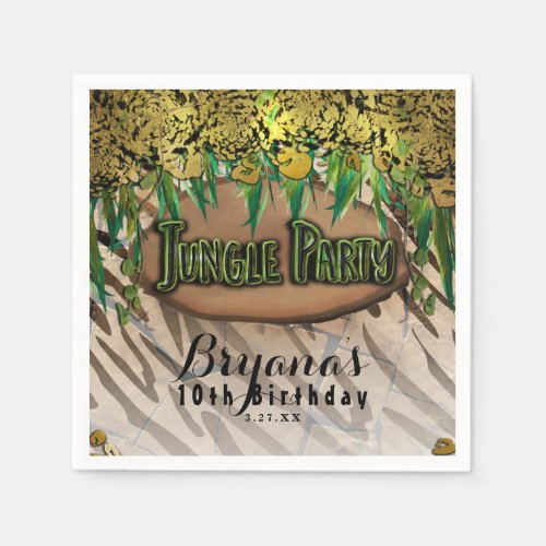 JUNGLE PARTY Gold Glam Animal Print Birthday Napkins