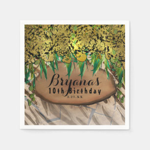 JUNGLE PARTY Gold Glam Animal Print Birthday Napkins