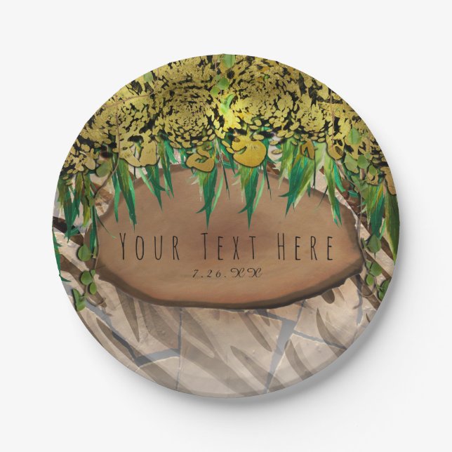 JUNGLE PARTY Gold Glam Animal Print Birthday Paper Plates (Front)