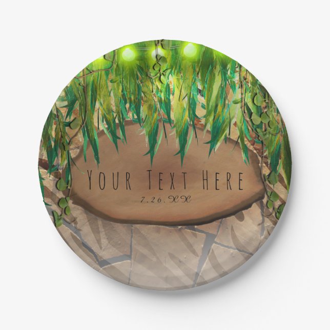 JUNGLE PARTY Leaves & Animal Print Custom Birthday Paper Plates (Front)