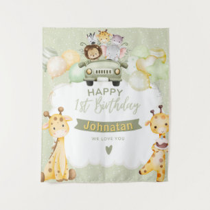Jungle Pastel 1st Birthday Cute Giraffe Backdrop
