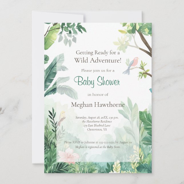 Jungle Path Wild Adventure Baby Shower Invitation (Front)