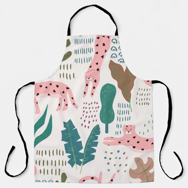 Jungle pattern, leopard print, vintage. apron (Front)