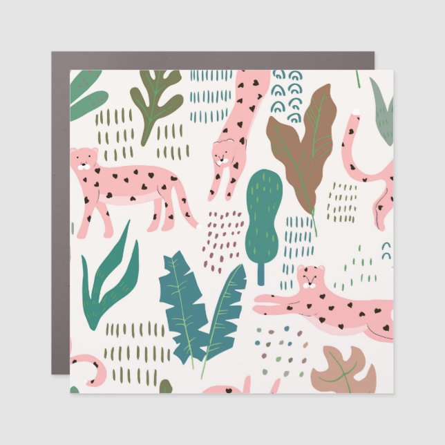 Jungle pattern, leopard print, vintage. car magnet (Front)