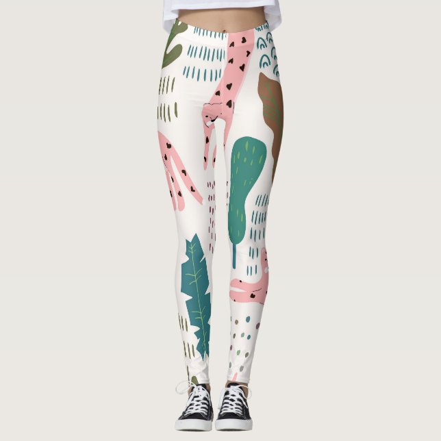 Jungle pattern, leopard print, vintage. leggings (Front)