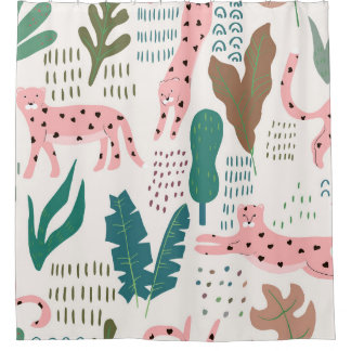 Jungle pattern, leopard print, vintage. shower curtain