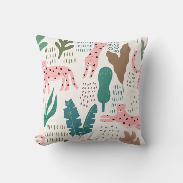 Jungle pattern, leopard print, vintage. throw pillow (Front)