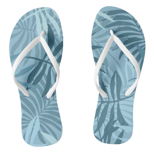 Jungle Pattern Tropical Blue Flip Flops