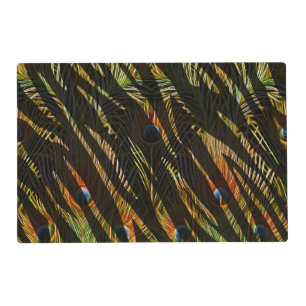 Jungle Pattern Zebra Stripes and Peacock Feathers Placemat