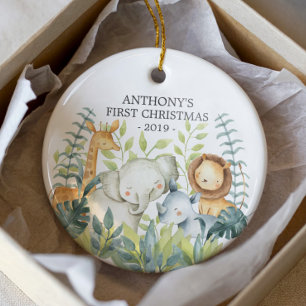 Jungle Photo Baby's First Christmas Ornament