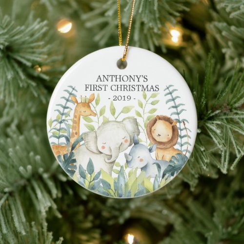 Jungle Photo Babys First Christmas Ornament