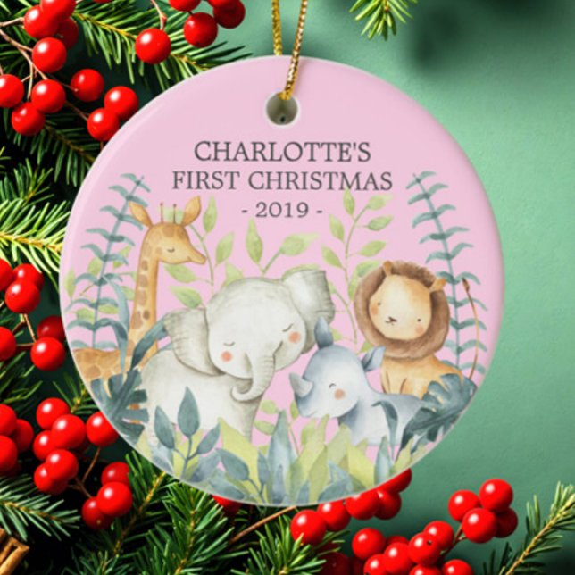 Jungle Photo Girls Baby's First Christmas Ornament (Creator Uploaded)