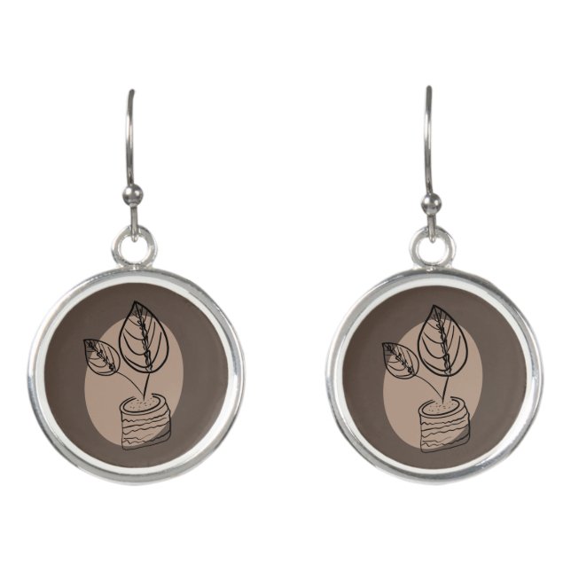 Jungle Prayer Plants Calathea Botanical Boho Earrings (Front)