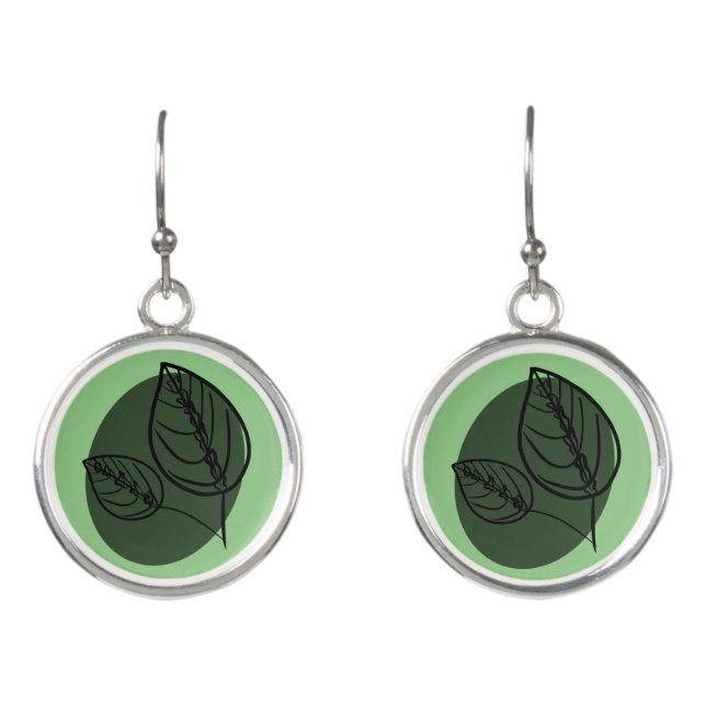 Jungle Prayer Plants Calathea Botanical Earrings (Front)
