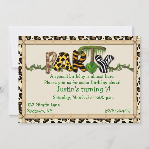 Jungle Print Birthday Party Invite