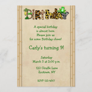 Jungle Print Frog Birthday Party Invitation