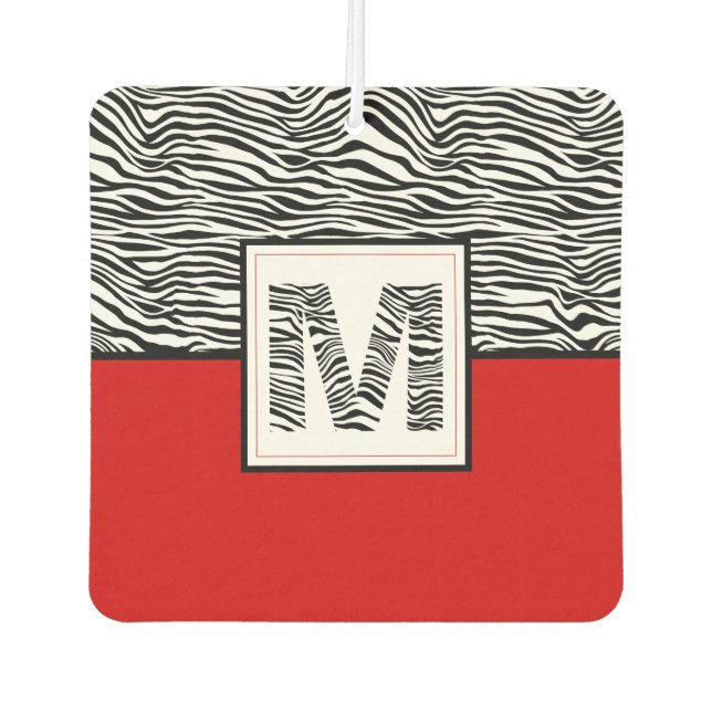 Jungle Print Zebra Stripe Monogram + Red Air Freshener (Front)
