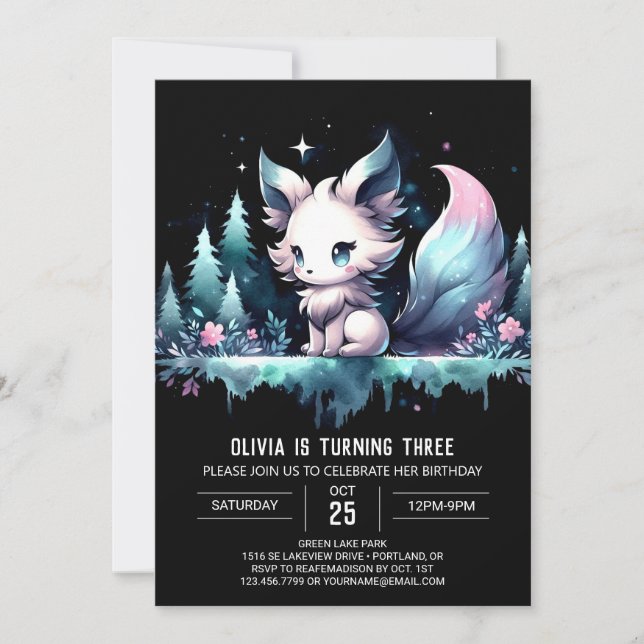 Jungle Printable Wolf Birthday Invitation (Front)