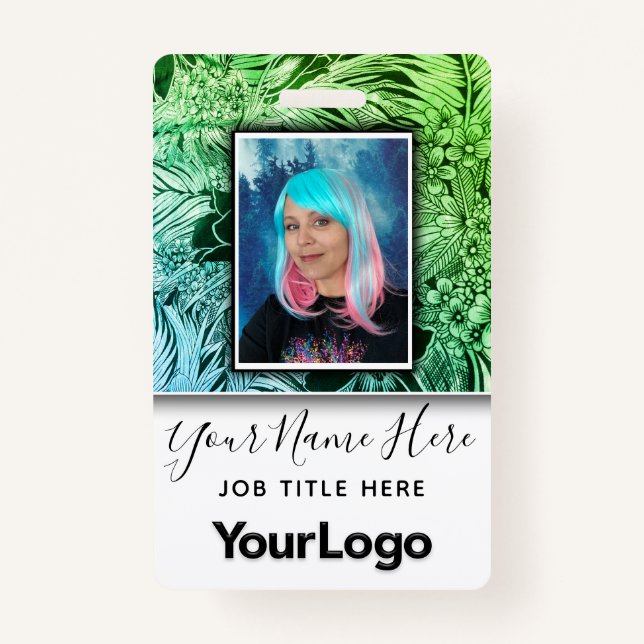 Jungle Professional Corporate Employee Photo Name Badge (Front)