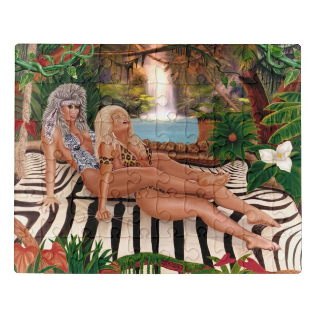 JUNGLE QUEENS CATFIGHT JIGSAW PUZZLE (Puzzle Horizontal)