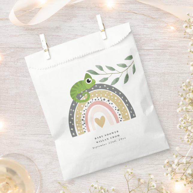 Jungle, Rainbow And Chameleon Baby Shower Favor Bag (Clipped)