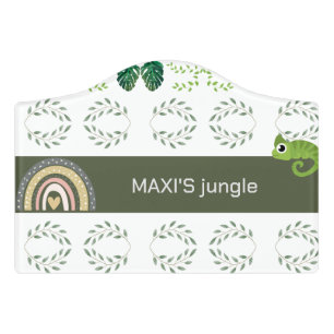 Jungle, Rainbow & Chameleon Kids Nursery Door Sign
