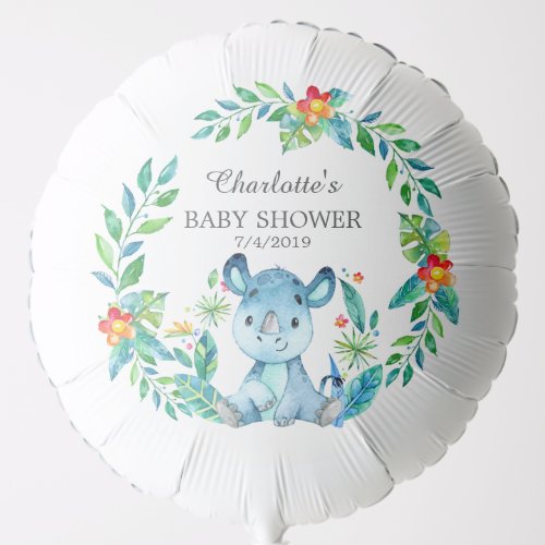 Jungle Rhino Baby Shower Balloon