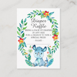 Jungle Rhino Baby Shower Diaper Raffle Enclosure Card
