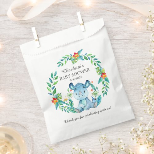 Jungle Rhino Baby Shower Favor Bags