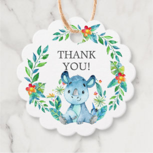 Jungle Rhino Baby Shower Favor Gift Tag