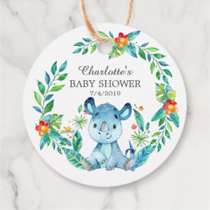 Jungle Rhino Baby Shower Favor Gift Tag
