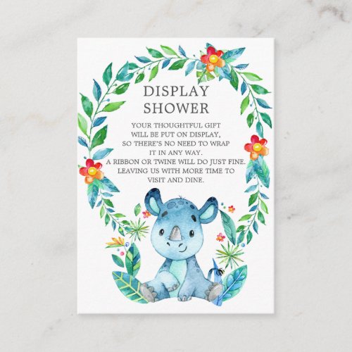 Jungle Rhino Baby Shower Gift Display Shower Enclosure Card