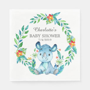 Jungle Rhino Baby Shower Paper Napkins