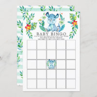 Jungle Rhino BINGO Baby Shower Game Invitation