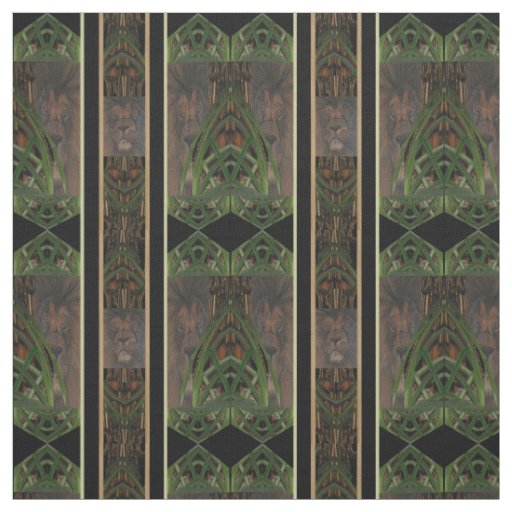 Jungle Rhythm Lion Pattern Pima Cotton Fabric