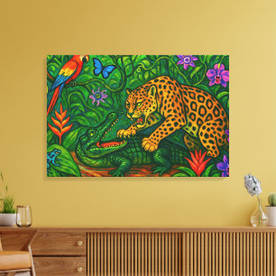 “Jungle Rivals” - Colourful Wildlife Portrait Canvas Print