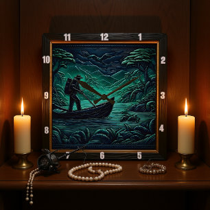 Jungle River Expedition Square Wall Clock