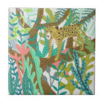Jungle Roar - Cheetah Ceramic Tile<br><div class="desc">Jungle Roar I by Chariklia Zarris. Features a relaxed cheetah amongst jungle greenery.| 140723GG</div>