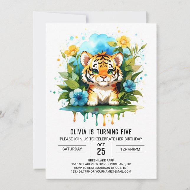 Jungle Roar Tiger Boy Birthday Invitation (Front)