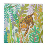 Jungle Roar - Tiger Ceramic Tile<br><div class="desc">Jungle Roar II by Chariklia Zarris. Features a cute roaring tiger amongst jungle greenery. | 140724GG</div>