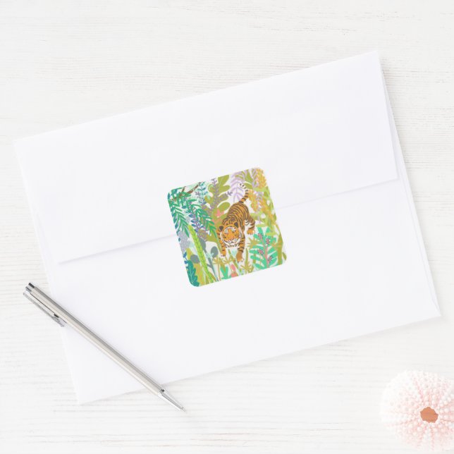 Jungle Roar - Tiger Square Sticker (Envelope)