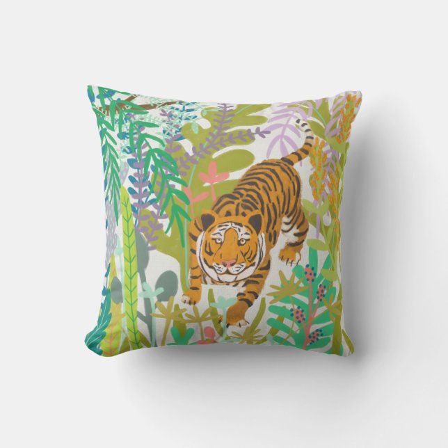 Jungle Roar - Tiger Throw Pillow (Front)